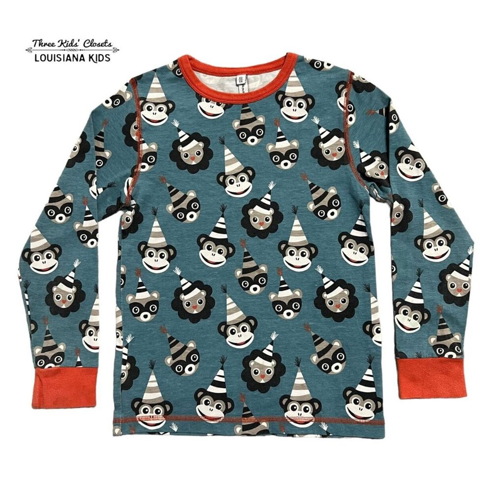 Maxomorra Sz 122/128 (7-8Y) Organic Animals In Party Hats Tee Shirt